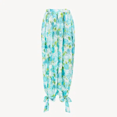 Chloé Fluid Pleated Pants In Silk Jacquard In Blue