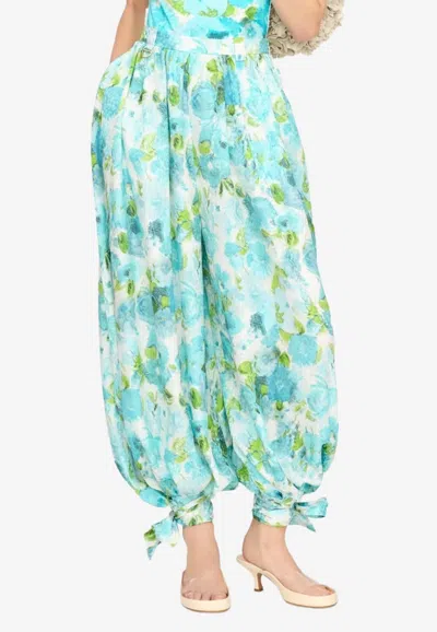 CHLOÉ FLUID PLEATED PANTS IN SILK-JACQUARD
