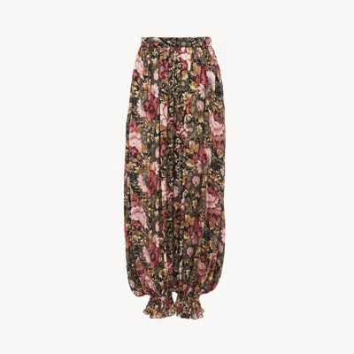 CHLOÉ FLUID PLEATED TROUSERS IN SILK CHARMEUSE BLACK SIZE 12 100% SILK