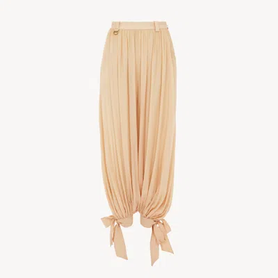 CHLOÉ FLUID PLEATED TROUSERS IN SILK CHARMEUSE PINK SIZE 14 100% SILK