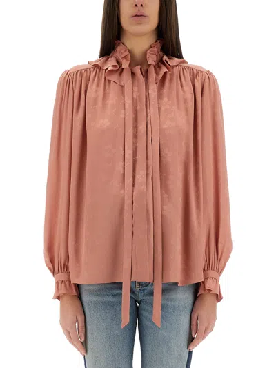 CHLOÉ FLUID SILK JACQUARD BLOUSE