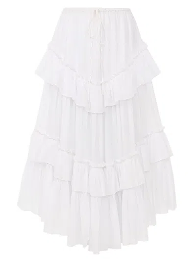 Chloé Fluid Tiered Mini Skirt With Drawstring Waist - Size 38 In White