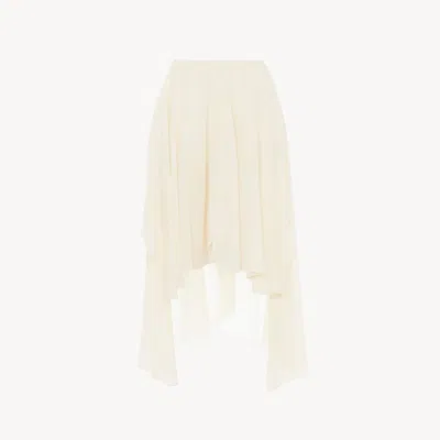 Chloé Fluid Volant Shorts In Silk Georgette In White