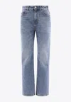 Chloé Foggy High-rise Jeans With Monogram-charm In Blue