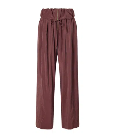 Chloé Fold-up Waistband Wide-leg Pants In Red