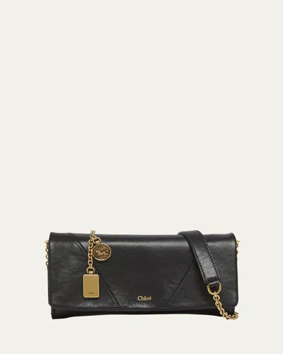 Chloé Foulard Flap Crossbody Bag In Buffalo Leather In Black