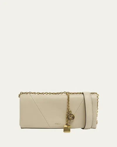 Chloé Foulard Flap Crossbody Bag In Buffalo Leather In Vegetal Beige