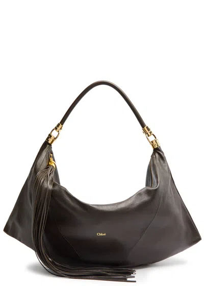 Chloé Chloe Foulard Grained Leather Shoulder Bag In Brown