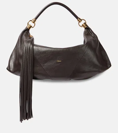 Chloé Foulard Leather Shoulder Bag In Brown