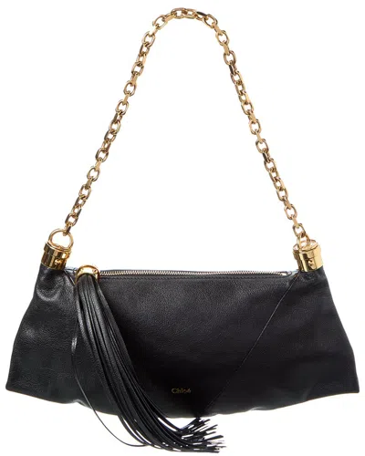 Chloé Small Foulard Tassel Shoulder Bag In Buffalo Leather In Black