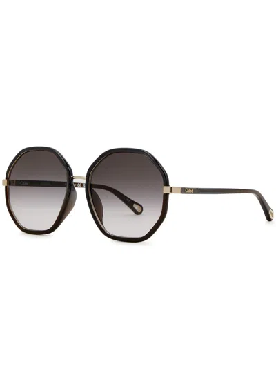 Chloé Frankly Octagon Frame Sunglasses, Sunglasses, Graduated Lenses In Black