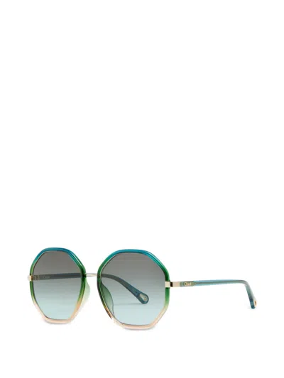 Chloé Franky 几何形镜框太阳眼镜 In Blue