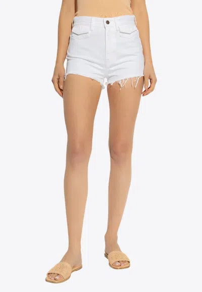 Chloé Frayed Denim Shorts In White