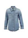 Chloé Frayed Edge Denim Shirt In Clear Blue