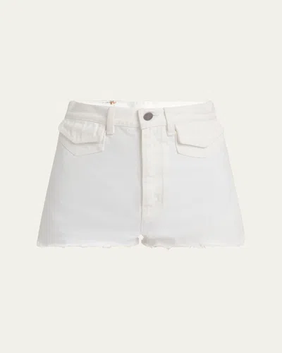 Chloé Frayed-hem Cotton Denim Shorts In White