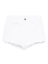 Chloé Casual Denim Shorts Featuring Frayed Hem In White