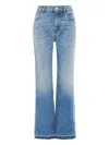 Chloé Blue High Waisted Jeans With Wide Leg And Logo Patch On The Rear In Denim Woman In Blue
