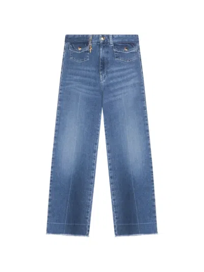 Chloé Kids' Frayed-hem Jeans In Blue