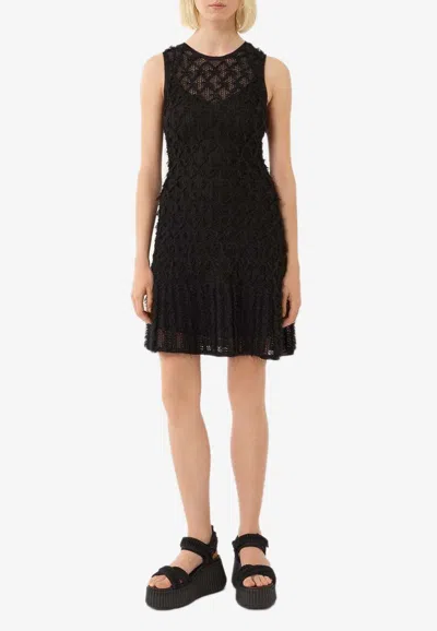 Chloé Frayed Flared Dress In Black