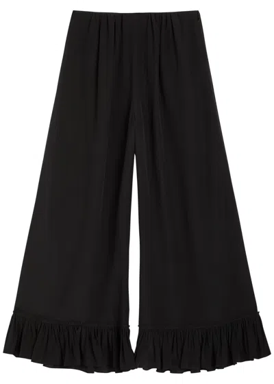 Chloé Chloe Frill Silk-georgette Culottes In Black