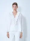 Chloé Broderie-anglaise Ruffled Blouse In White