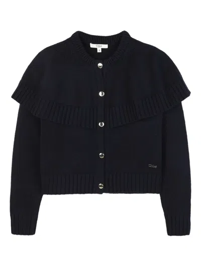 Chloé Frilled Cardigan In Blue