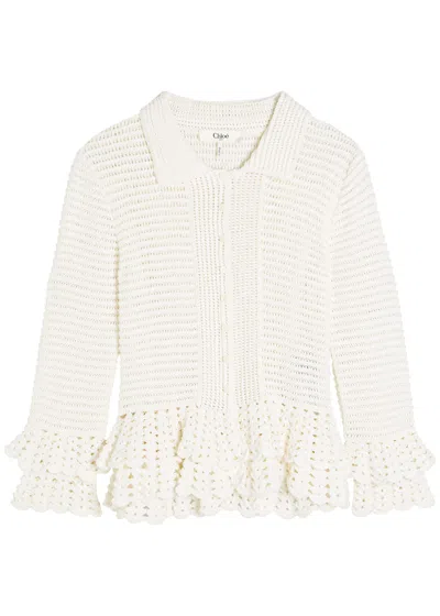Chloé Chloe Frilled Crochet Blouse In White