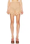 Chloé Tiered Ruffle Crochet Knit Shorts In Cheek