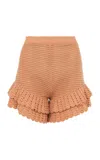 Chloé Frilled Crocheted Shorts In Pink