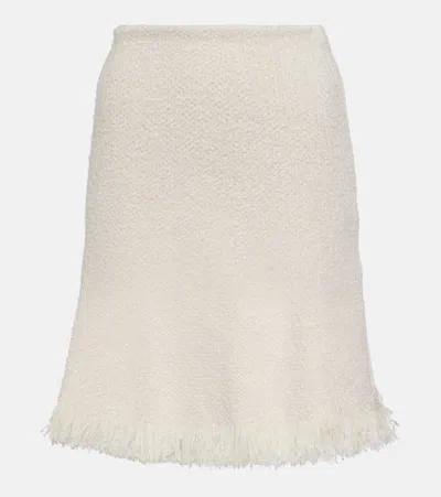 Chloé Fringed Bouclé Miniskirt In White