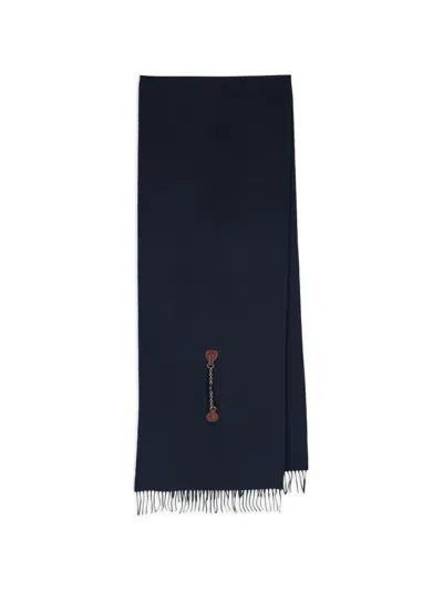 Chloé Fringed Chain-emebllished Scarf In Blue
