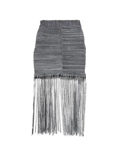 Pre-owned Chloé Fringed Knit Mini Skirt In Blue