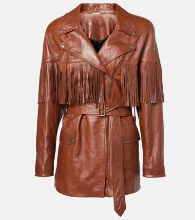 CHLOÉ CHLOÉ FRINGED LEATHER JACKET