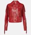 Chloé Fringed Short Leather Jacket In Red