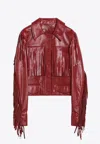 Chloé Fringed Collar Jacket With Flap Pockets In Red