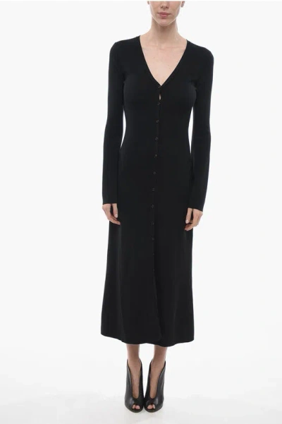 Chloé Front Buttoned Wool Maxidress In Black