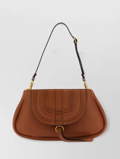 Chloé Front Flap Leather Clutch In Brown
