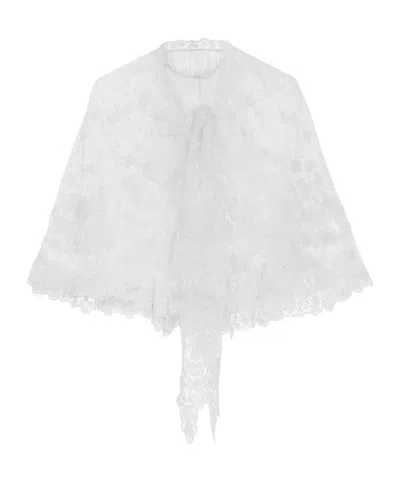 Chloé Front Lace Cape Top In Milk Color