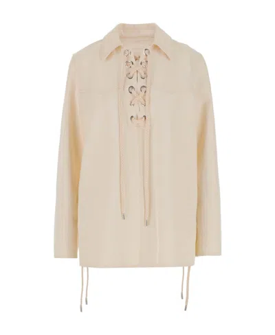 Chloé Front Lace-up Shirt In Nude