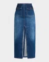 Chloé Chic Denim Midi Skirt With Front Slit