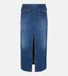 Chloé Chic Denim Midi Skirt With Front Slit In Blue