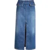 Chloé Chic Denim Midi Skirt With Front Slit In Night Blue