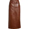 Chloé Pocket-detailed Leather Midi Skirt In Clay Brown