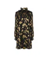 Chloé Robe Courte À Nouer En Jacquard De Soie Et Lurex Femme Noir Taille 38 80% Soie, 20% Polyamide, Pinct In Black