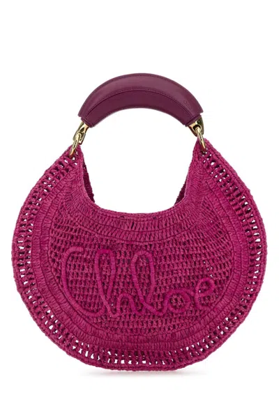 Chloé Chloe Women Fuchsia Raffia Banana Handbag In Pink