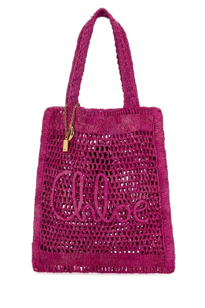 Chloé Chloe Women Fuchsia Raffia Estate Banana Shopping Bag In Pink