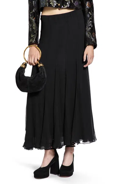 Chloé Fuid Maxi Skirt In Silk Mousseline In Black