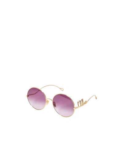 CHLOÉ GOLD-TONE ROUND-FRAME SUNGLASSES