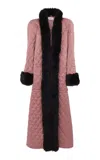 Chloé Fur-trimmed Technical Satin Coat In Brown
