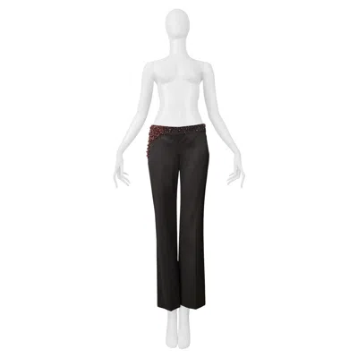 Pre-owned Chloé Chloe Fw 2001 Stella Mccartney Grey Pants With Pearl Detail In Gray